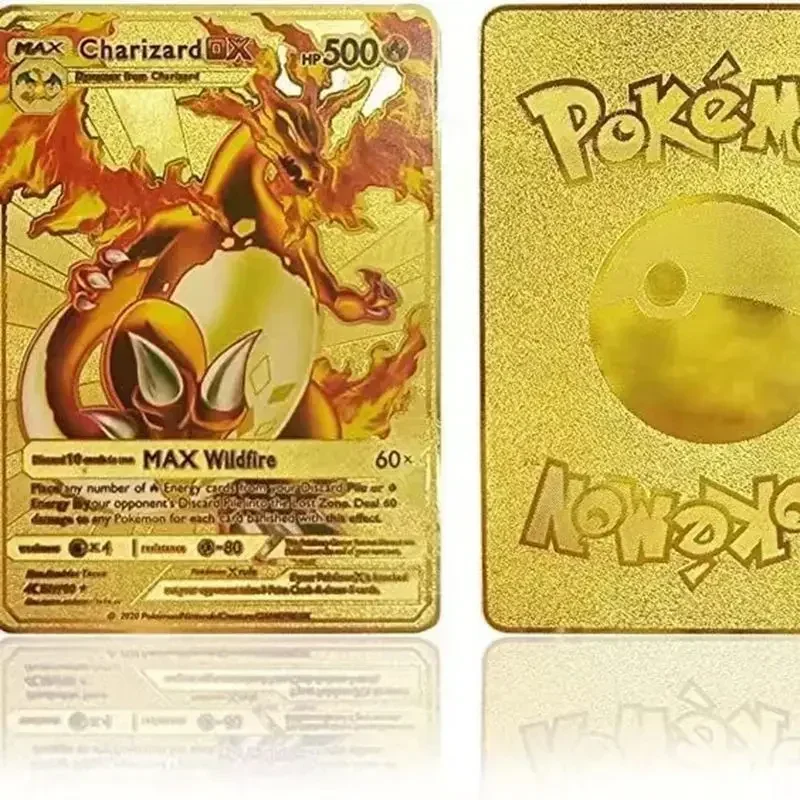 55PCS Pokemon Colorful Gold Foil Card Charizard Pikachu Arceus Diamond Rainbow English French German Spanish VSTAR GX VMAX Cards