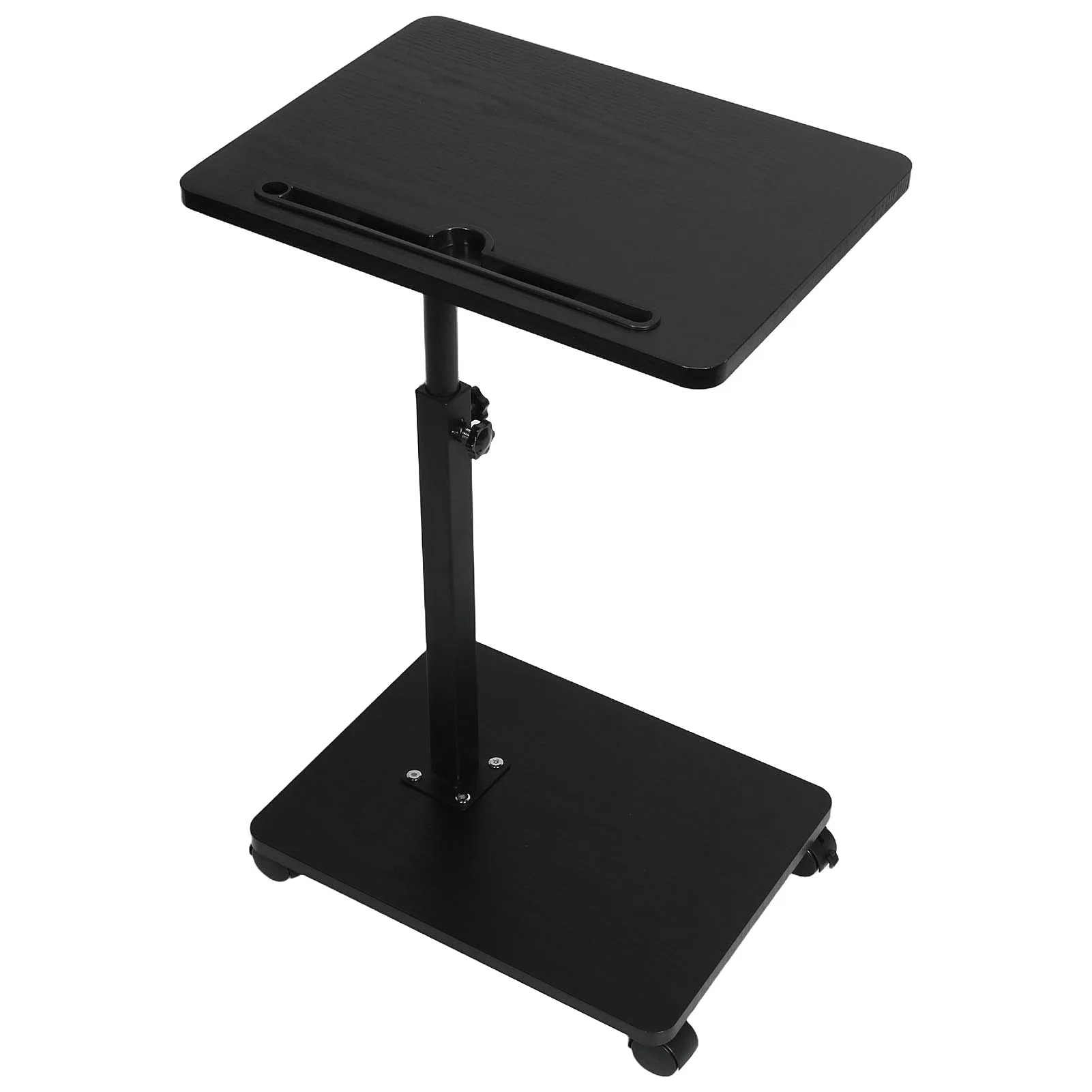 طاولة نهاية مع عجلات دوارة 360 درجة ارتفاع قابل للتعديل الأريكة طاولة جانبية أريكة الذراع صينية التلفزيون صينية لغرفة النوم غرفة المعيشة #4