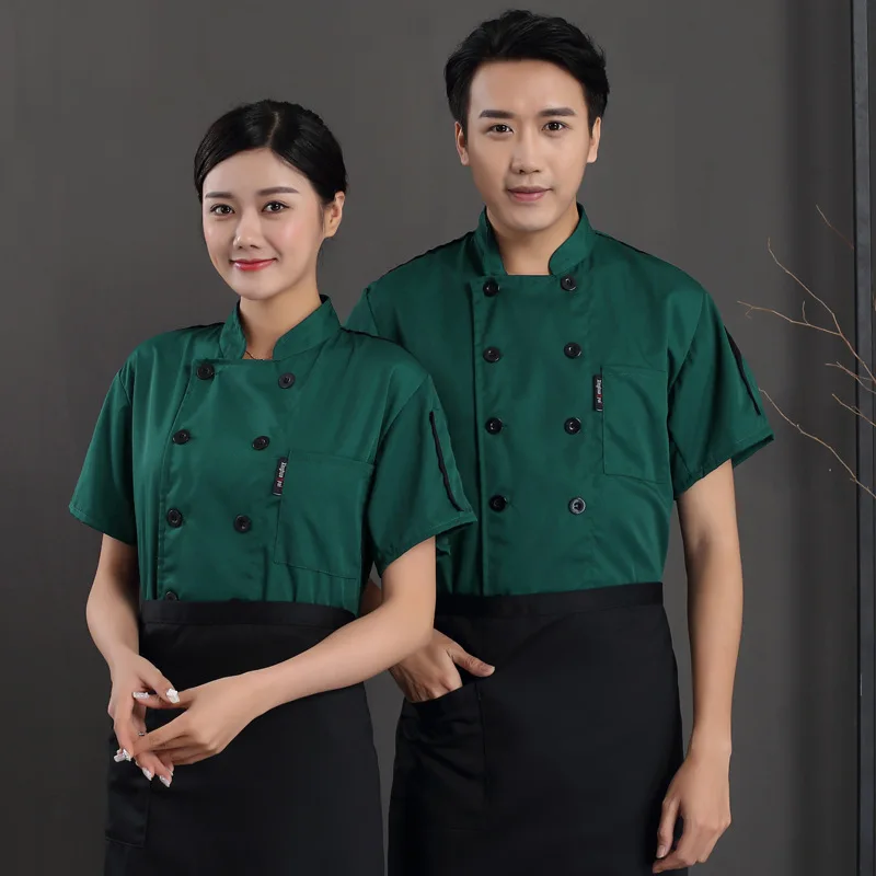 Uniforme de chef d'hôtel à manches courtes, vêtements de travail de cuisine et de cantine, cuisson de gâteaux, cuisine occidentale, été, hommes et femmes