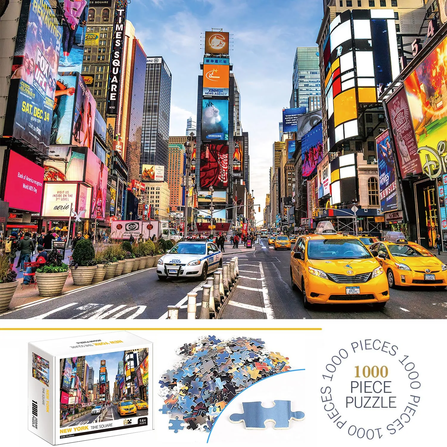 1000 Pieces New York Time Square Jigsaw Puzzles for Adults Home Decor Games Family Fun Floor Puzzles Educational Toys for Kids