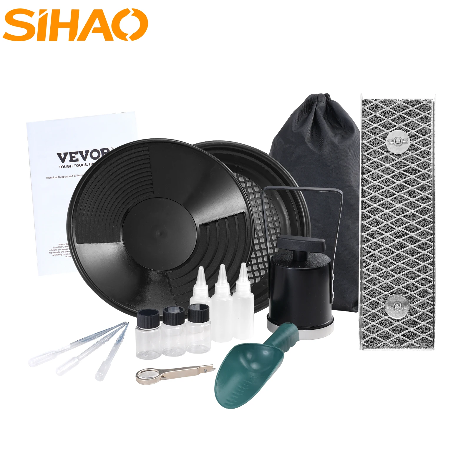 

SIHAO Gold Panning Kit 50" 12" Complete Sluice Box Portable Aluminum Alloy Mining Equipment 23/16 PCS Gold Prospecting