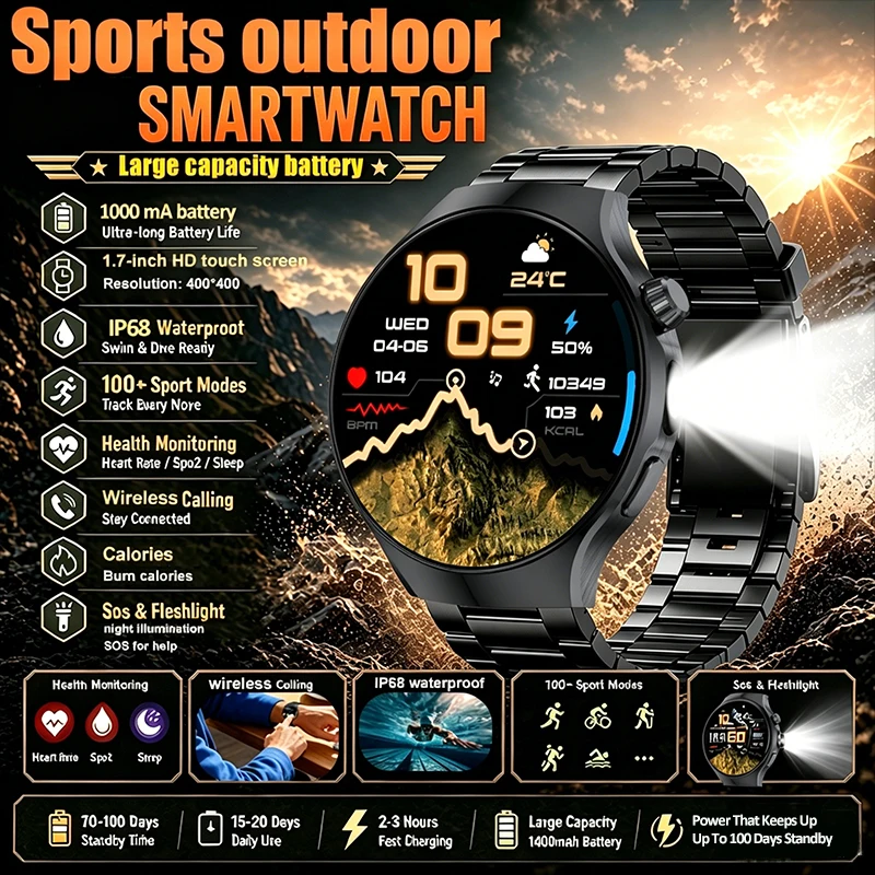 Fanwear 1000 mAh battery smart watch For XIAOMI 1.7-inch HD display screen Bluetooth call multi-sports waterproof health watch