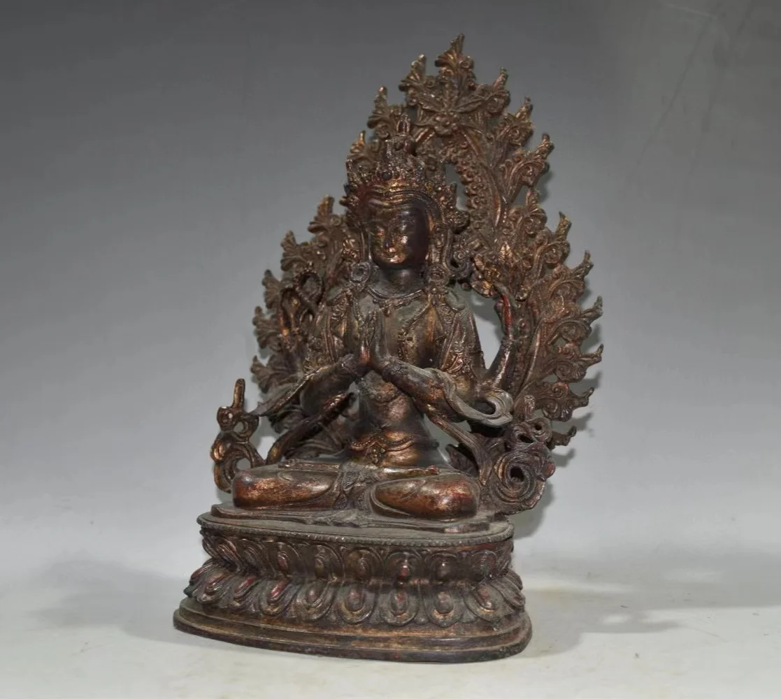 

Old Qing Dyansty copper the light of Buddha shines Buddha statue,#05,Handmade