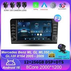 For Mercedes Benz ML GL ML350 GL320 X164 2005-2009 Carplay GPS Car Radio Navigation Multimedia Video Player Stereo BT Android 16