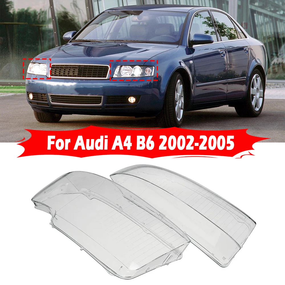 1 Pair Front Headlamps Glass Headlights Shell Cover Transparent Lampshades For Audi A4 B6 2002 2003 2004 2005 8E0941030AD