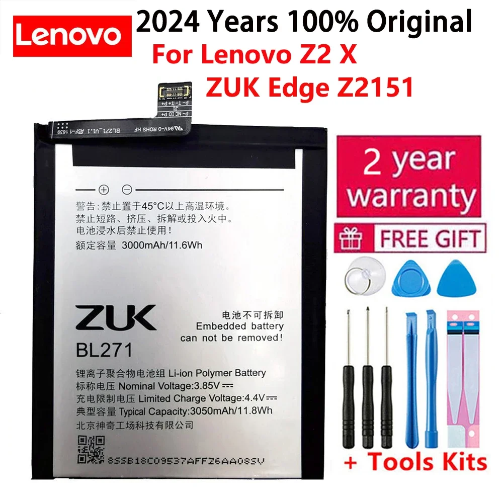 

100% Original Battery BL271 for Lenovo Z2 X/ ZUK Edge Z2151 akku Li-ion 3050mAh Quality Replacement Batteries+Free Tools