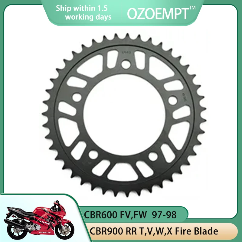 

OZOEMPT 525-43T Motorcycle Rear Sprocket Apply to CBR600 SE,FV,FW,F,F-B,C,D,E CBR900 RR T,V,W,X Fire Blade