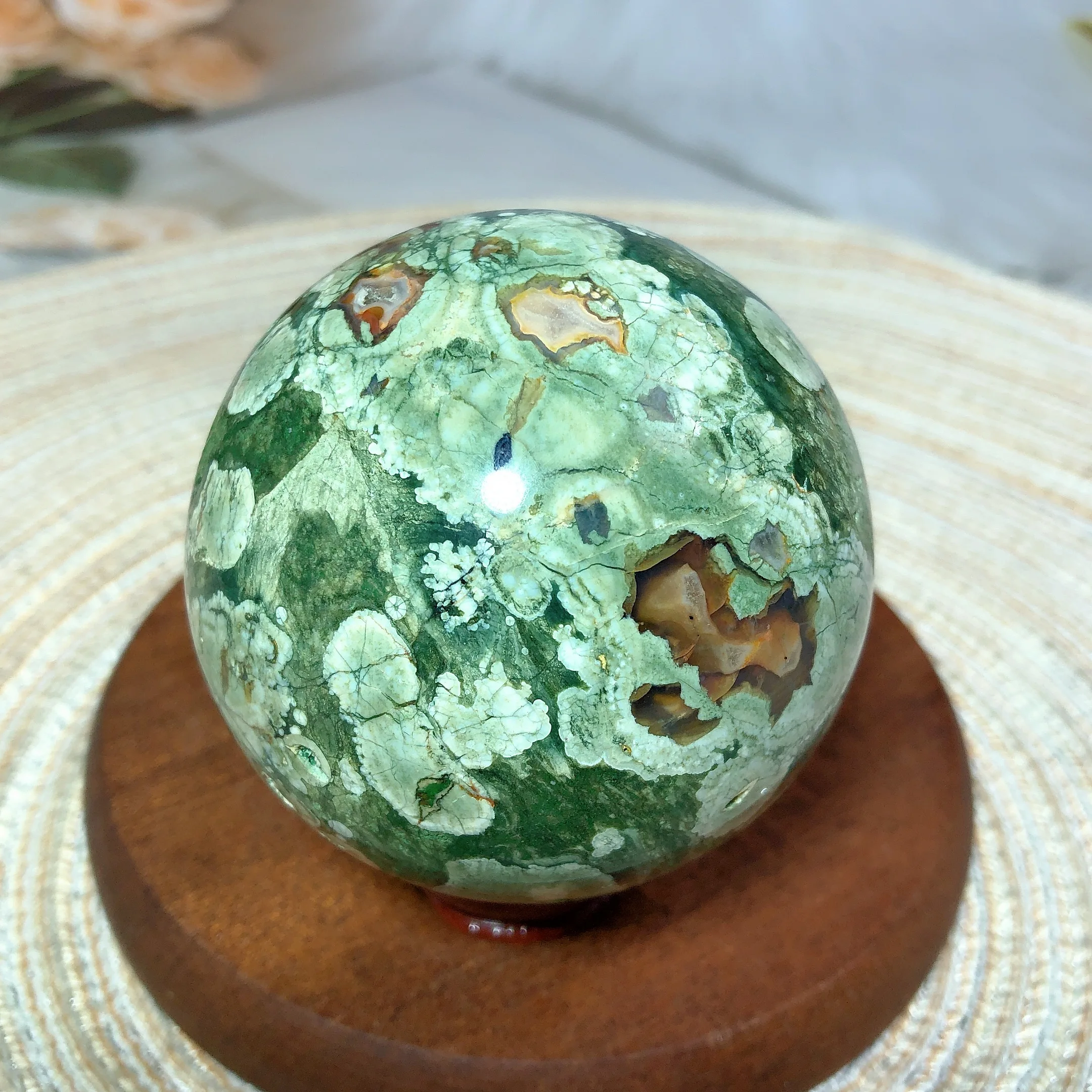 Natura Crystals Rainforest Stone Sphere Polished High Quality Wholesale Home Ball Decoration Energy Healing Ornament Room Decor