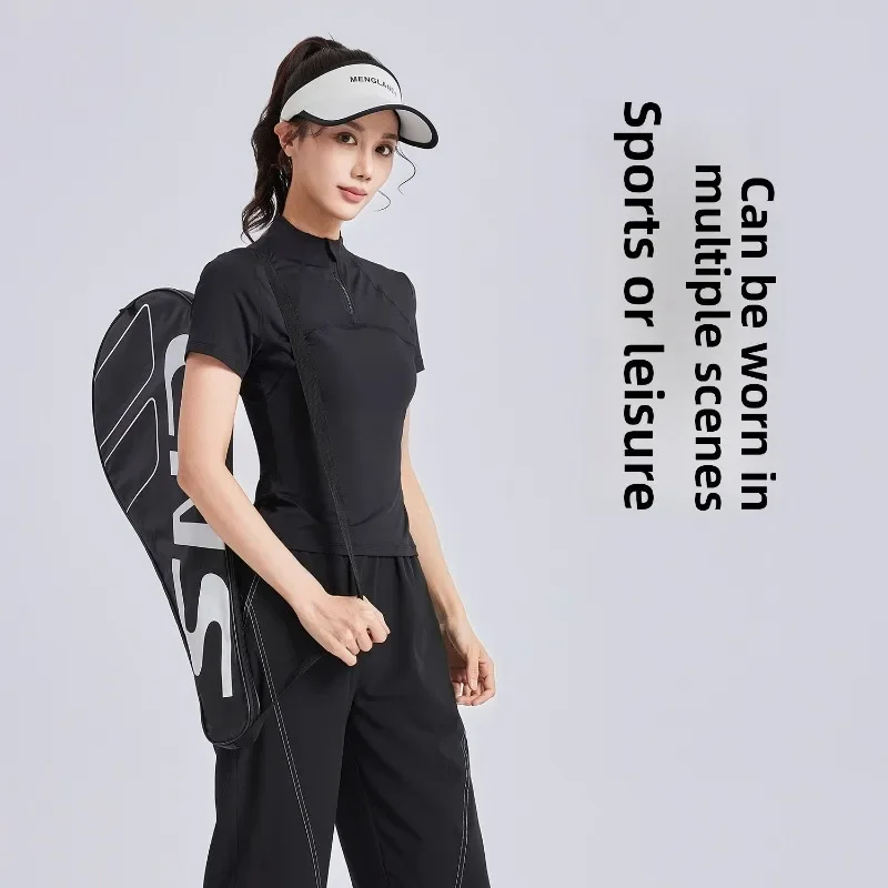 بدلة ترفيهية للجري في الهواء الطلق، ملابس رياضية صيفية جديدة للجري واللياقة البدنية، بدلة رياضية للسيدات من البلاستيك قابلة للتنفس