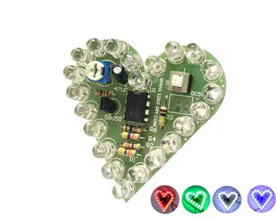 DIY Kit Heart Shape Breathing Lamp Kit DC 4V-6V Breathing LED Suite Red White Blue Green Module Board Production for Learning
