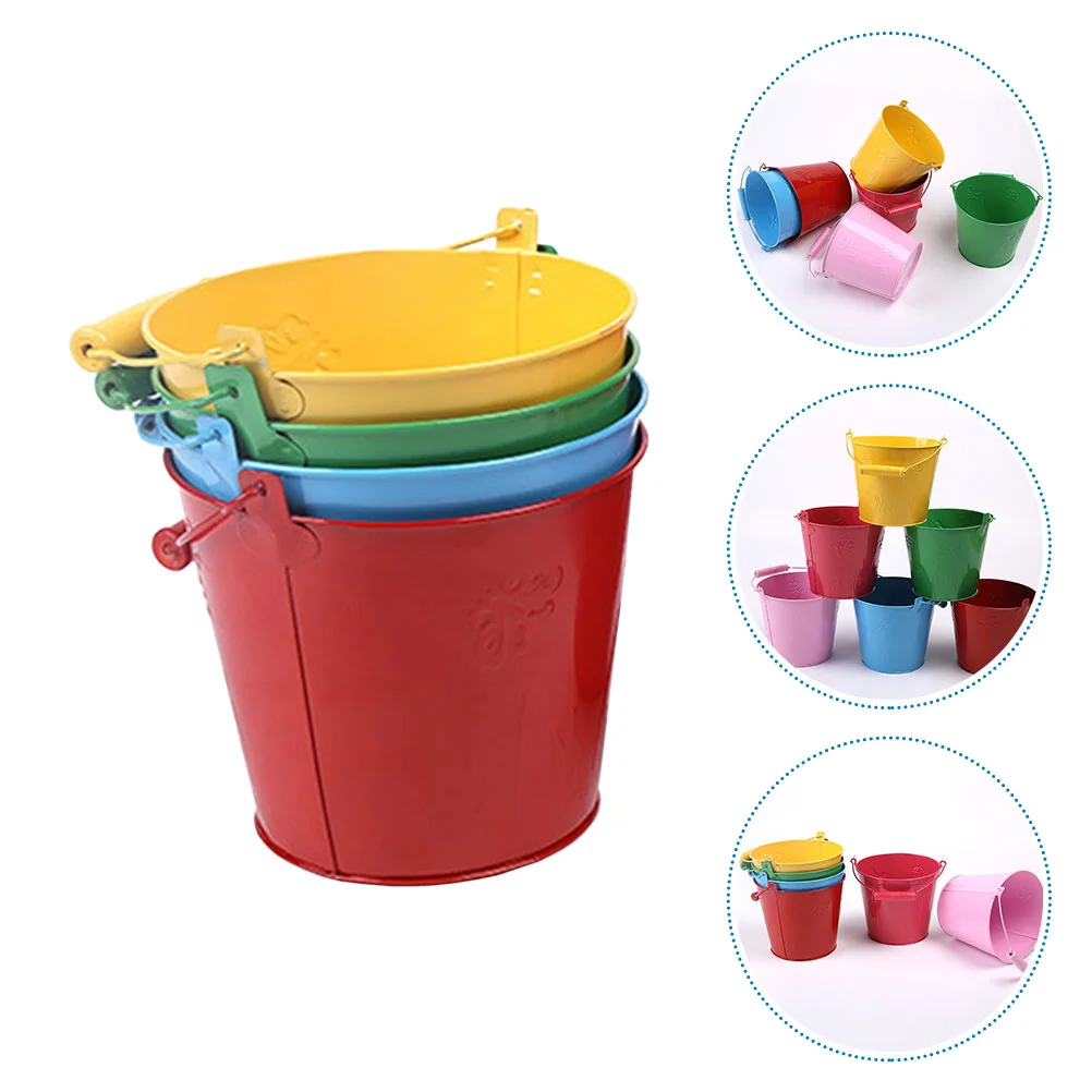 4 Pcs Beach Bucket Iron Toy Mini Toys Children Plaything Teaching Tool Kids Sand Buckets for Water Playthings Food