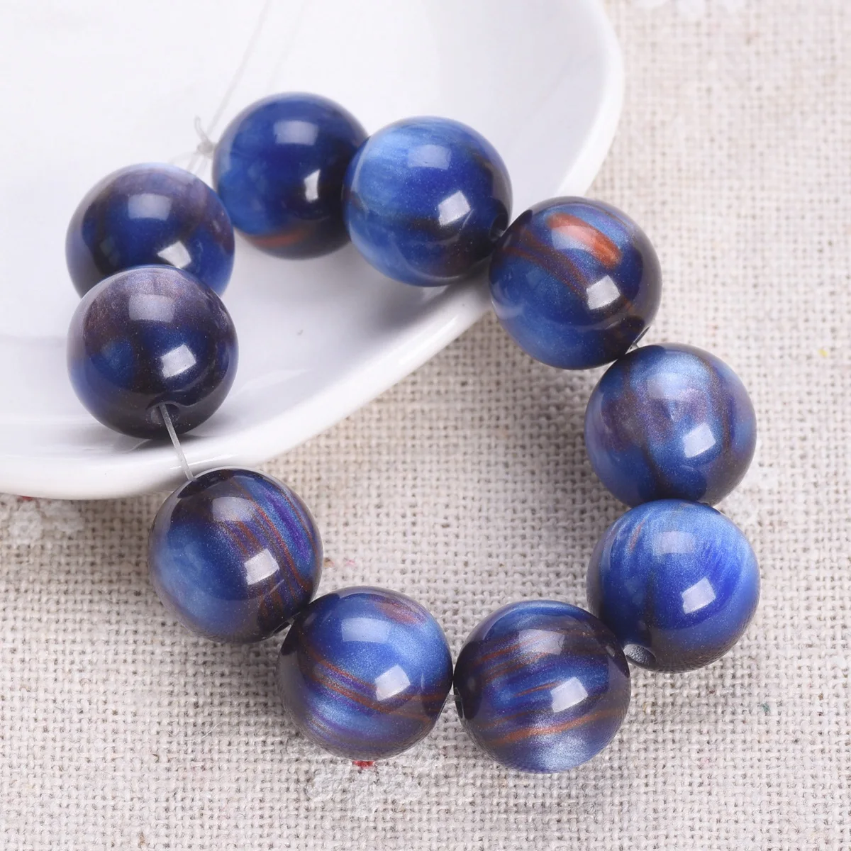 Colorful Glossy Round 8mm 12mm Resin Plastic Fake Tiger's Eye Loose Beads For Jewelry Making DIY Bracelet Findings