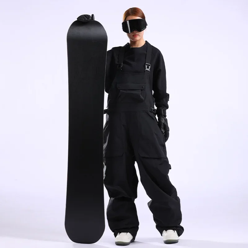 Gsou Snow Winter New Ski Pants Women's Snowboard Windproof Waterproof Wide Leg Loose Outdoor Sports Ski Pants Men's Straps