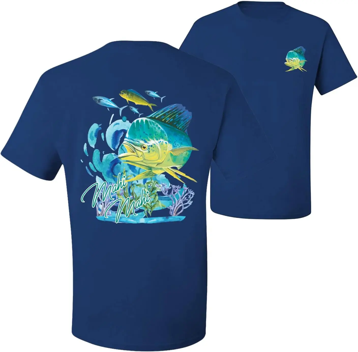 Classic Fresh Mahi Classic Nautical Fish Fishing Front and Back Men's T-Shirt