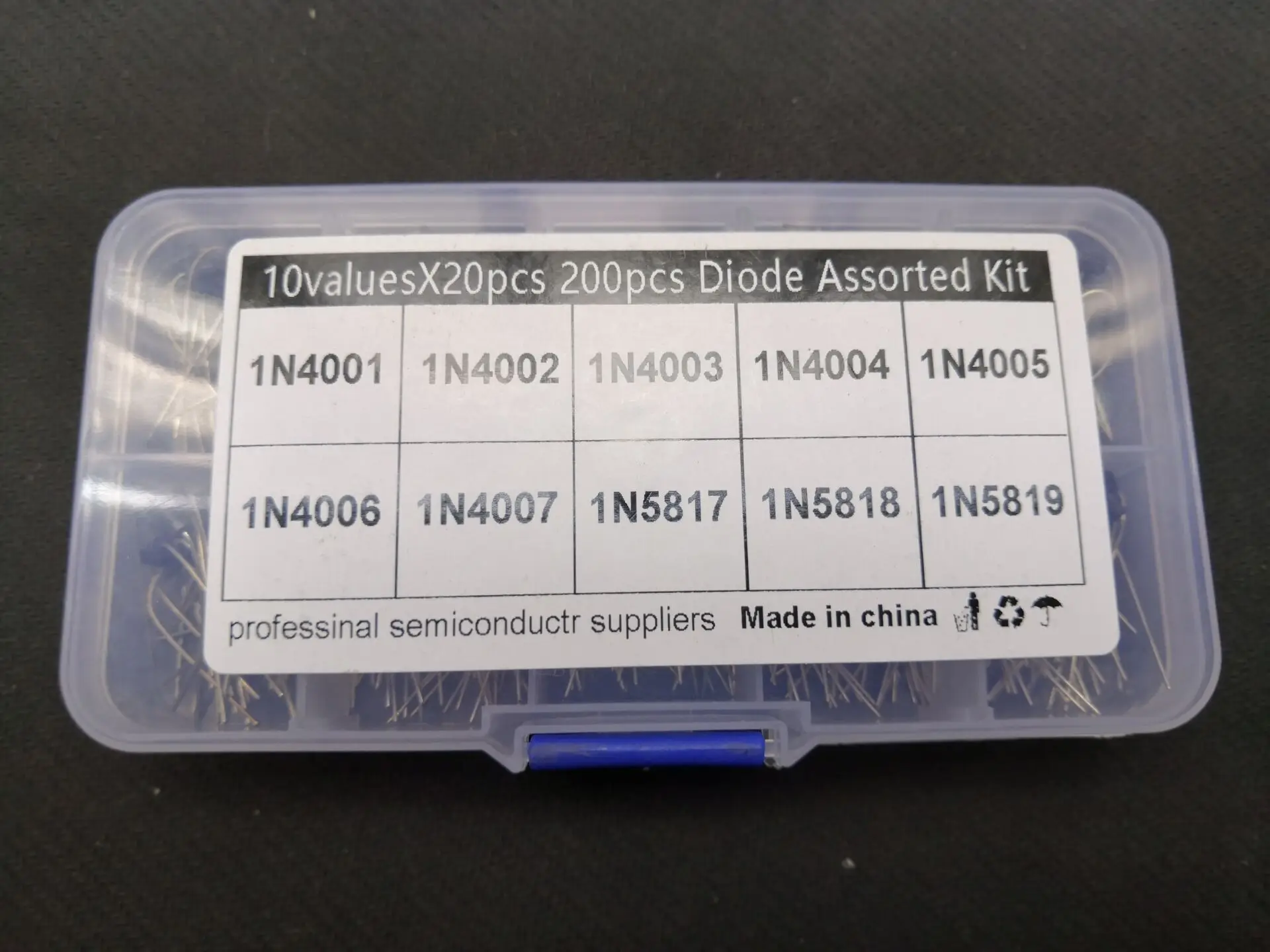 1box 200pcs=10Value*20pcs Rectifier Box IN5819 1N5818 1N5817 1N4001 1N4002 1N4003 1N4004 1N4005 1N4006 1N4007 Assorted Diode Kit