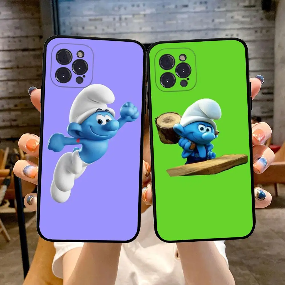 Cartoon S-Smurfs Phone Case For iPhone 15 14 13 12 Mini 11 Pro XS Max X XR SE 6 7 8 Plus Soft Silicone Cover