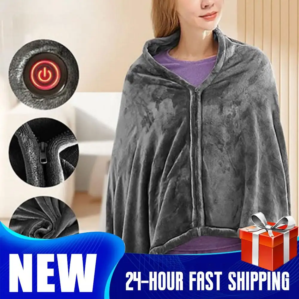 

Adjustable 3 Levels Temperature Warm Blanket USB Electric Heated Blanket Portable Body Warmer Heated Shawl Home Office Blanket