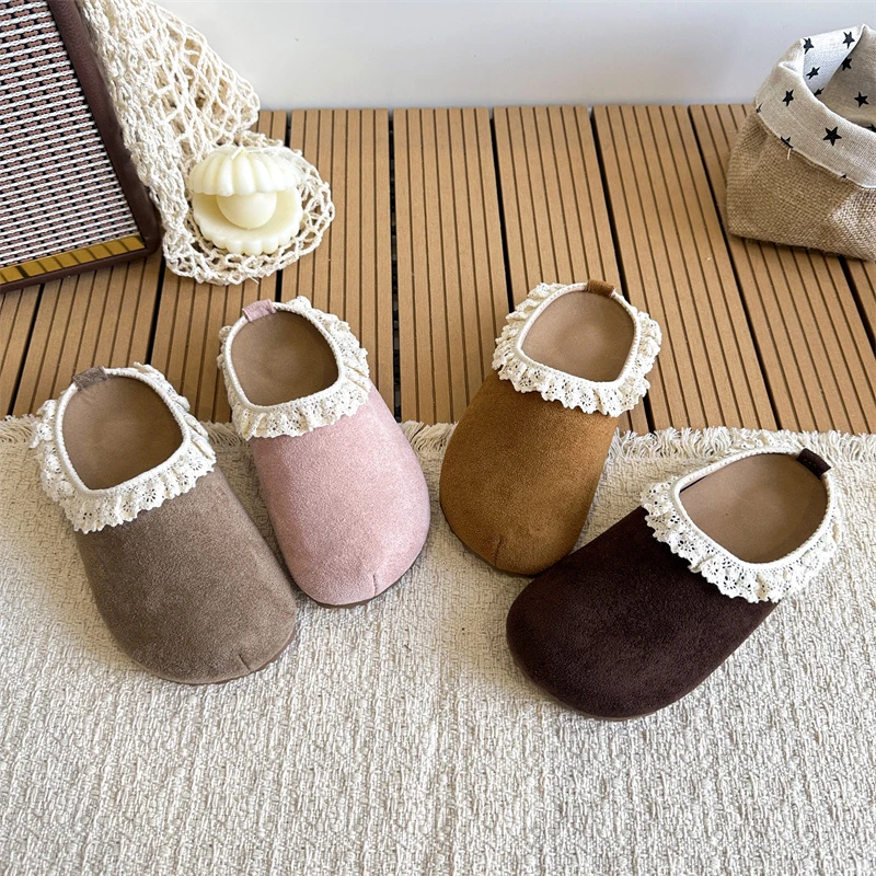 

2026 Children's Indoor Cotton Girls Women Cute Pure Color School Home Slipper Spring Soft Comfortable Non-Slip Thick Sole Indoor