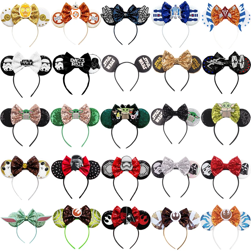 Disney STAR WARS Headbands Girls Rebel Alliance Hairbands Kids Grogu Baby Yoda Ears Hairbands Women Darth Vader Hair Accessories