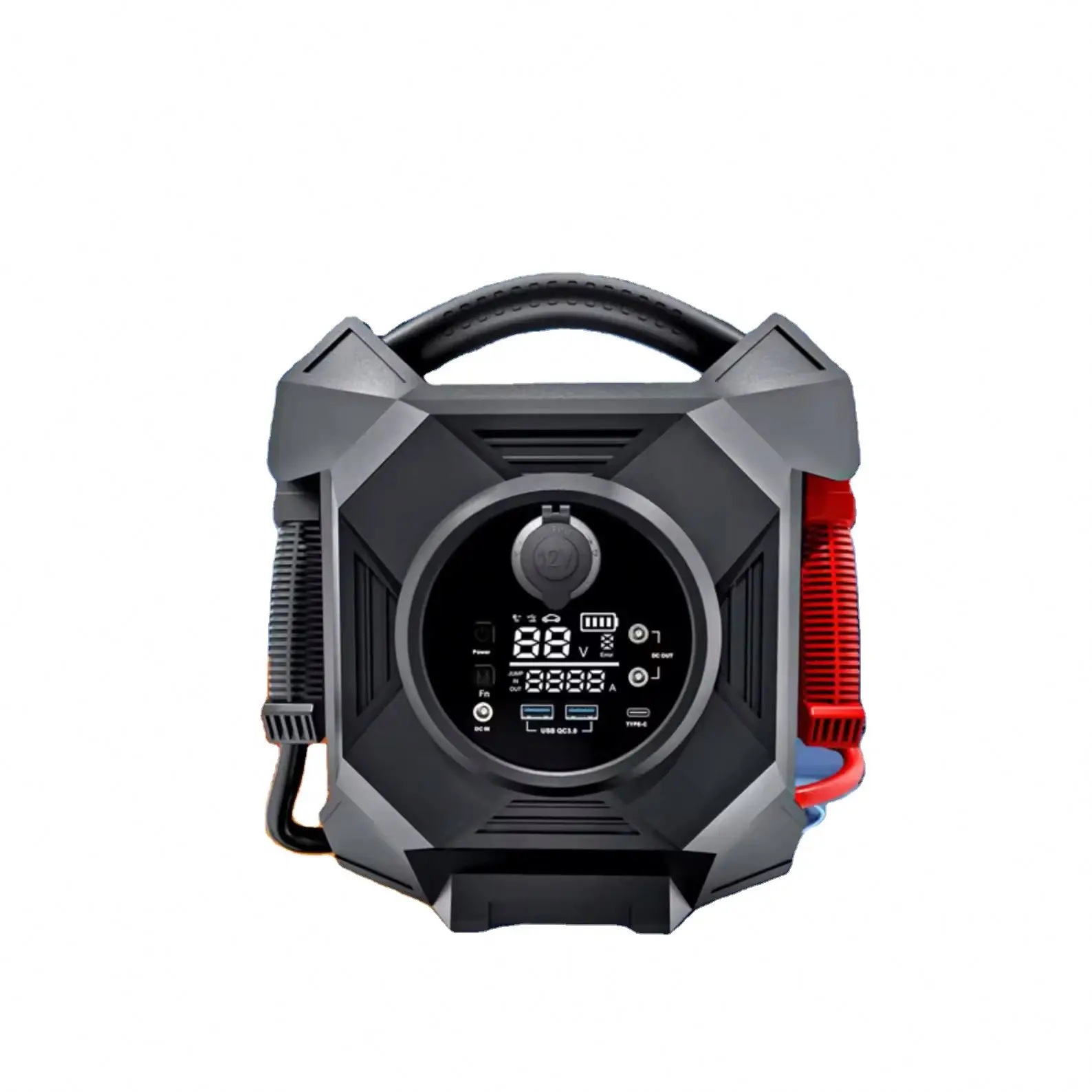 

Multifunctional 4-in-1 Jump Starter with Car Air Compressor and Power Bank LED Light Digital Screen Starter Car Inflator