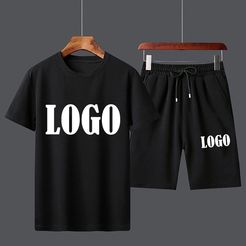 Customized Summer Trending Men Casual Suits Short Sleeve T-shirt+Shorts Sets Fashion Beach Two-piece Set