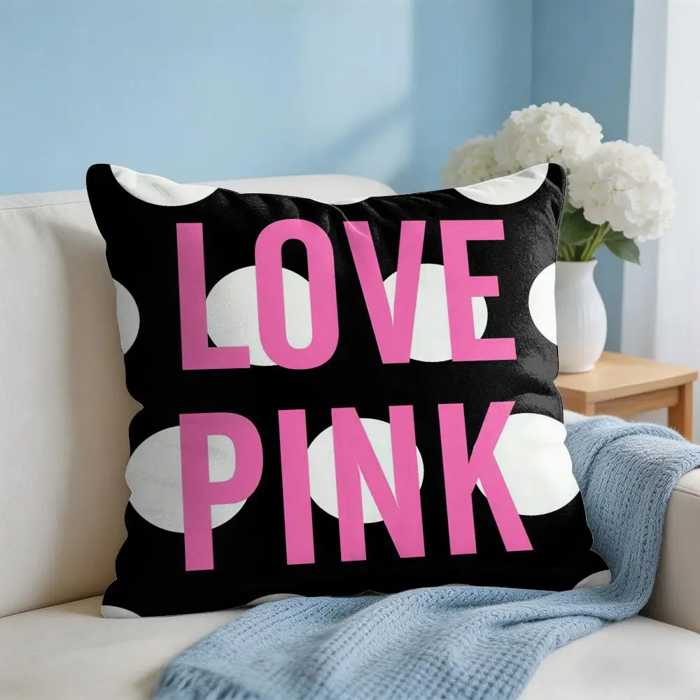 Love Pink Kissenbezug, weicher, kurzer Plüsch, doppelseitiger Druck, Heimdekoration, maschinenwaschbarer Kissenbezug, Geschenk – Detail 11