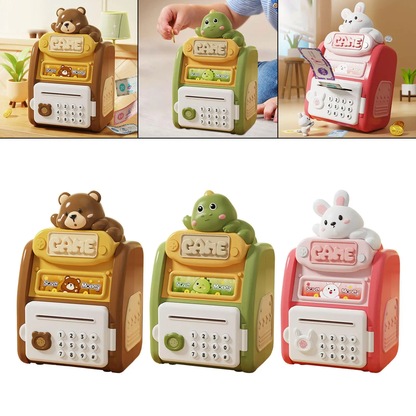 ATM Savings Bank Money Saving Box Automatic Roll Password Lock Savings Bank for