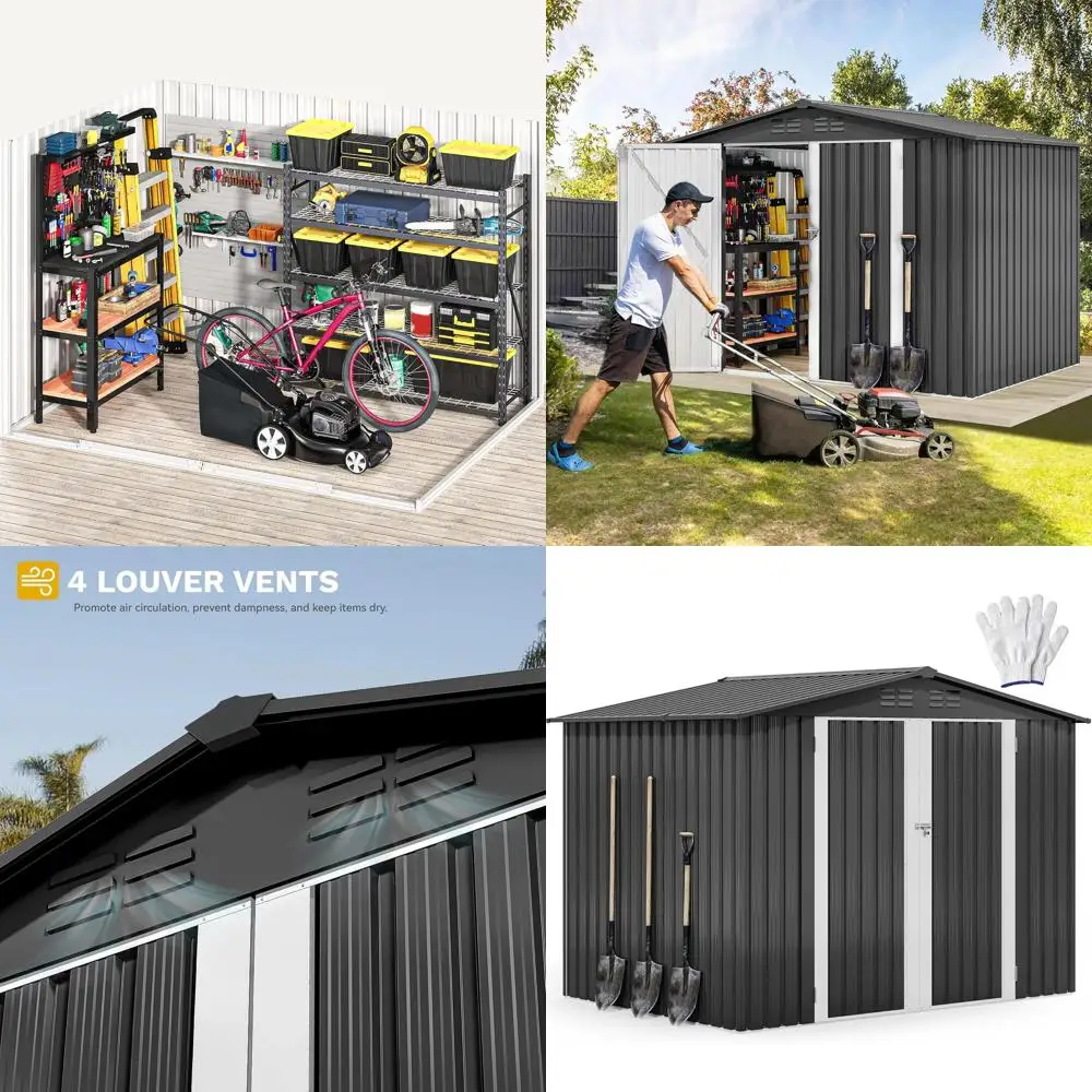 

Sturdy 8x6 Metal Shed for Outdoor Storage, Perfect for Tools, Patio, and Lawn Equipment in Gray