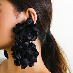 Lacteo Trendy Pendant Earrings Women's Cotton Cloth Drop Earring With Red Large Flowers Fashion Jewelry Party Wedding Gifts New