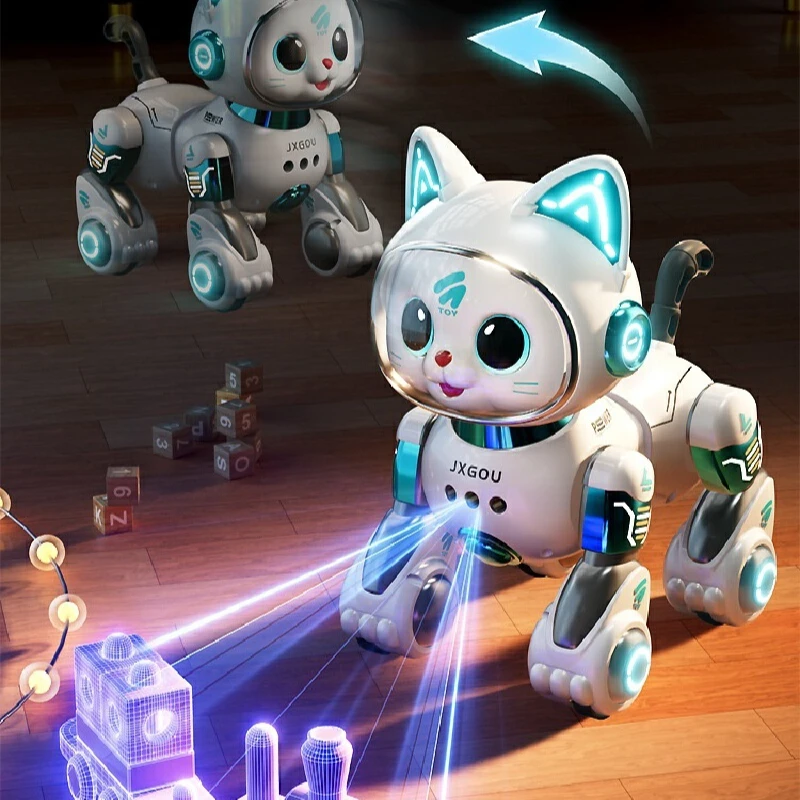 Jouet de chat Robot de marche télécommandé, cadeau d'animal de compagnie meowing électrique pour garçons filles enfants anniversaire jouets télécommandés de noël