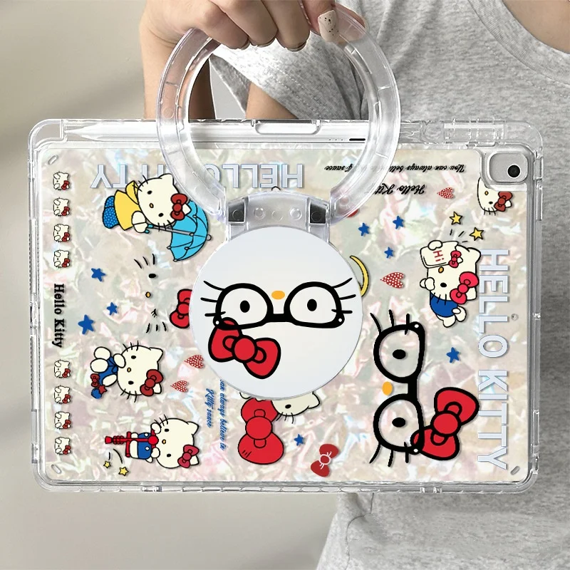 

Hellokitty Case for Ipad 11th Generation 2025 11in Case 2024 Pro 13in Air 7 Cartoon Case 360° Transparent Acrylic Tablet Cover