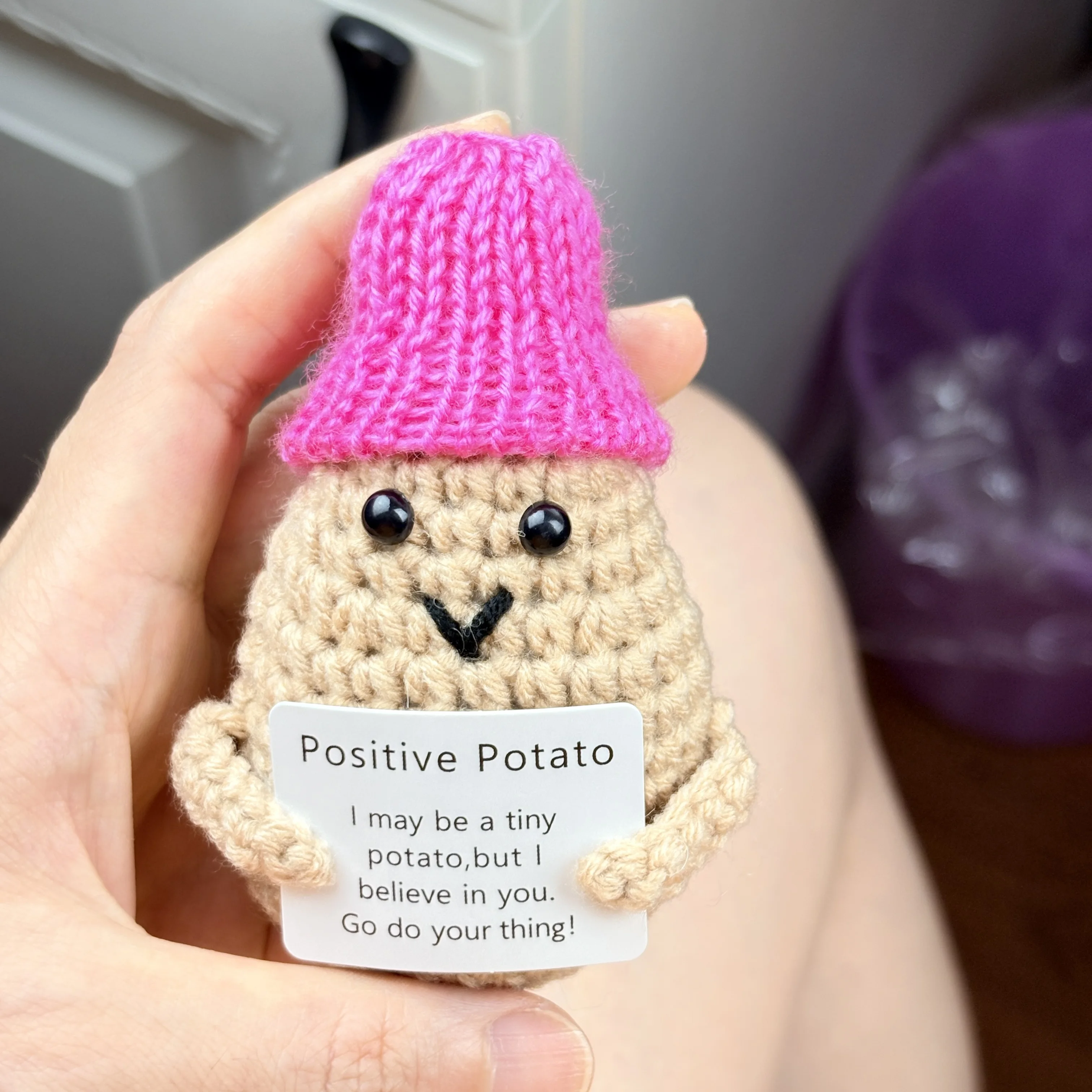 Cute Bee Potato Pocket Hug Crochet Doll Positive Energy Handmade Knitted Plush Ornament  Cute Wedding Gift Comfort Handmade Gift