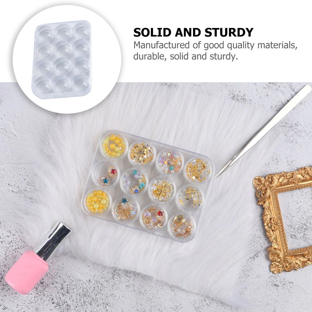 

3Sets Manicure Accessories Storage Box Compact Transparent Durable Nail Art Decor Holder Rounded Small Storage Container