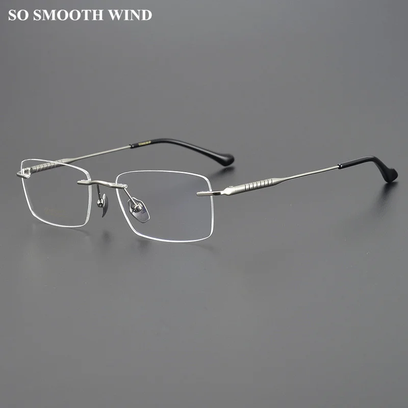 

Pure Titanium Rimless Lightweight Glasses Frame Men Women Square Optical Prescription Eyeglasses Spectacle Myopia Eyewear Oculos