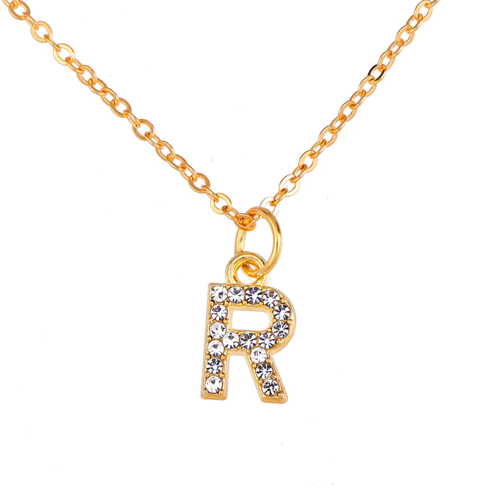 Kpop Shining A-Z Letter Pendant Charm Necklace 26 Initial Alphabet Name Golden Clavicle Chain Party Valentine\'s Day Jewelry Gift