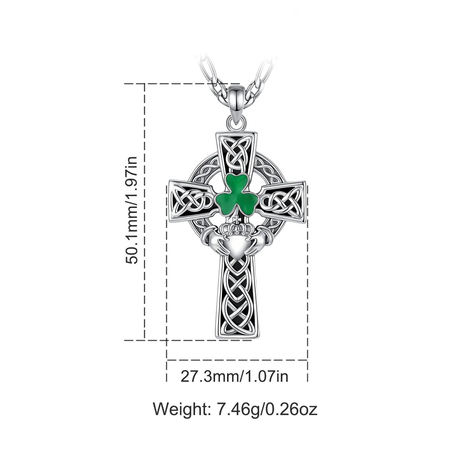 AEONSLOVE Vintage Celtic Knot Cross Necklace for Women Men Obsidian Shamrock Clover Claddagh Pendant Amulet Irish Jewelry Gift - view 6