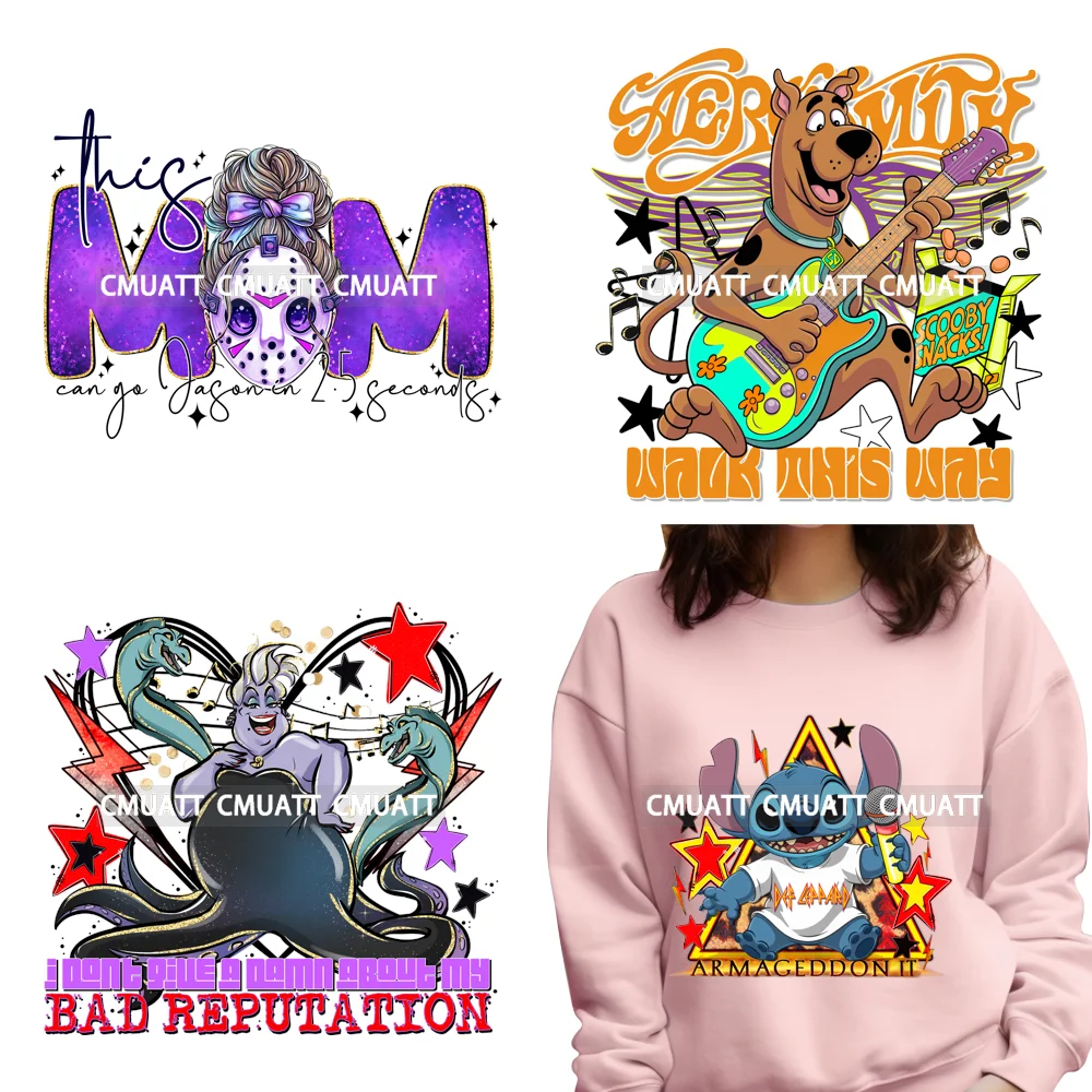 

Horror Movie Halloween Season Cartoon Killer Mom Designs Iron on DTF Washable Transfers Sticker Ready to Press for Clothing Bags