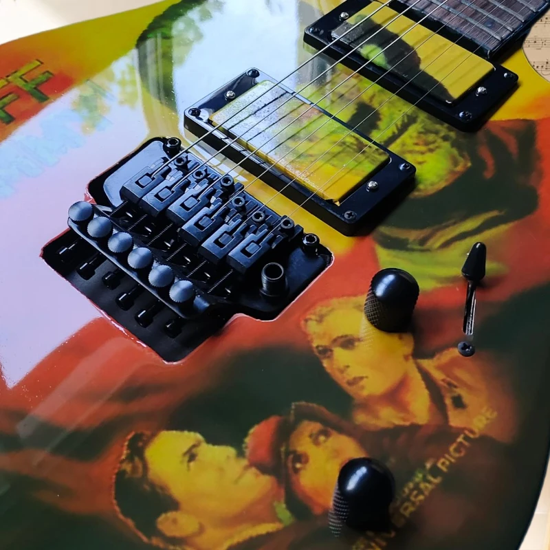 STS Mummy Horror Poster Electric Guitar Global Old Movie Print Peach Blossom Heart Guitar Body Gothic Metallican Free Shipping