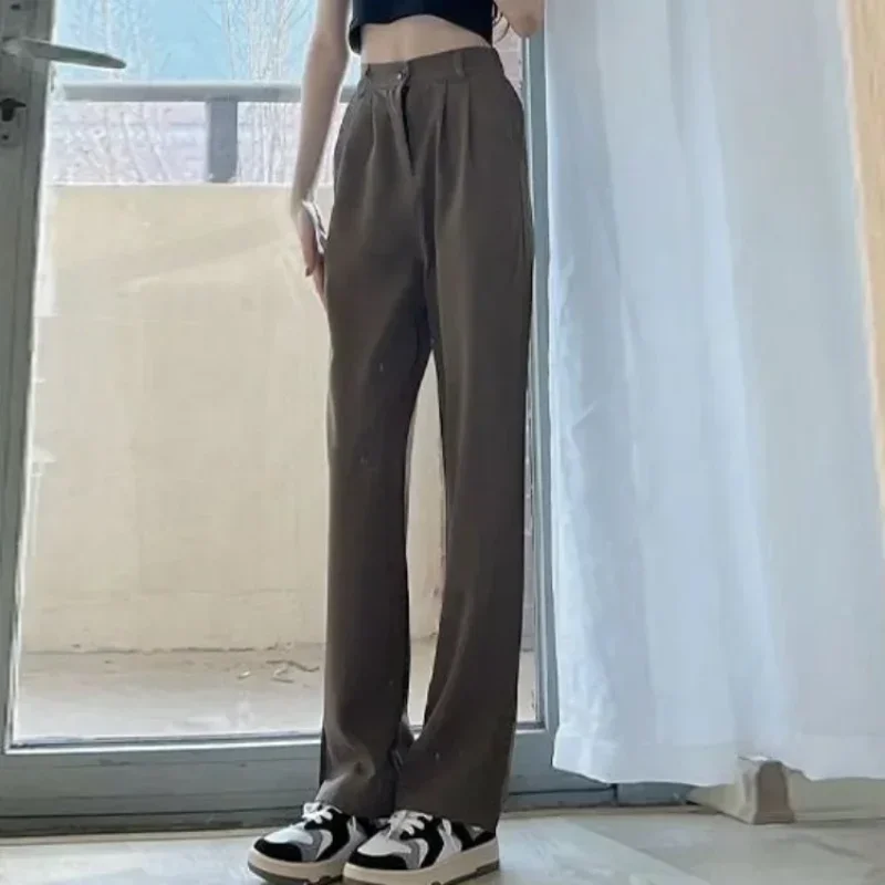 Woman Trousers Fluid Pants for Women High Waist Wide Leg Cotton Xxl Comfortable Stretch Chic and Elegant One Size Slacks 90s G