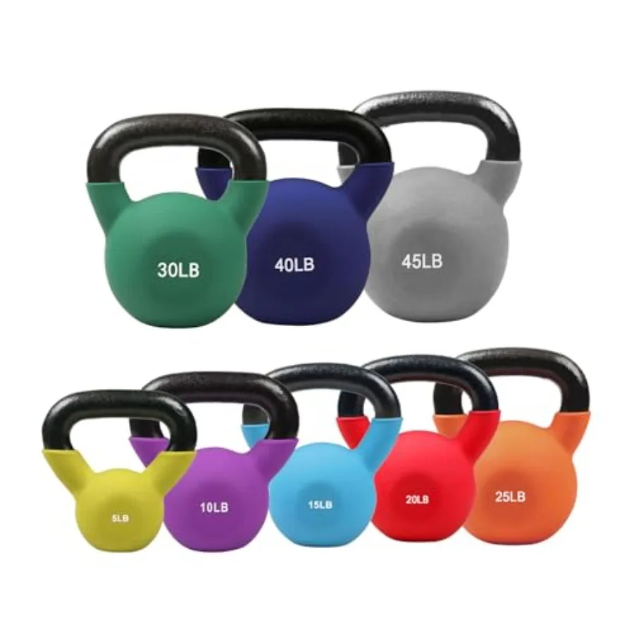 

Набор гирь с неопреновым покрытием из цельного чугуна для домашнего спортзала, черные, прочные, с нескользящей поверхностью