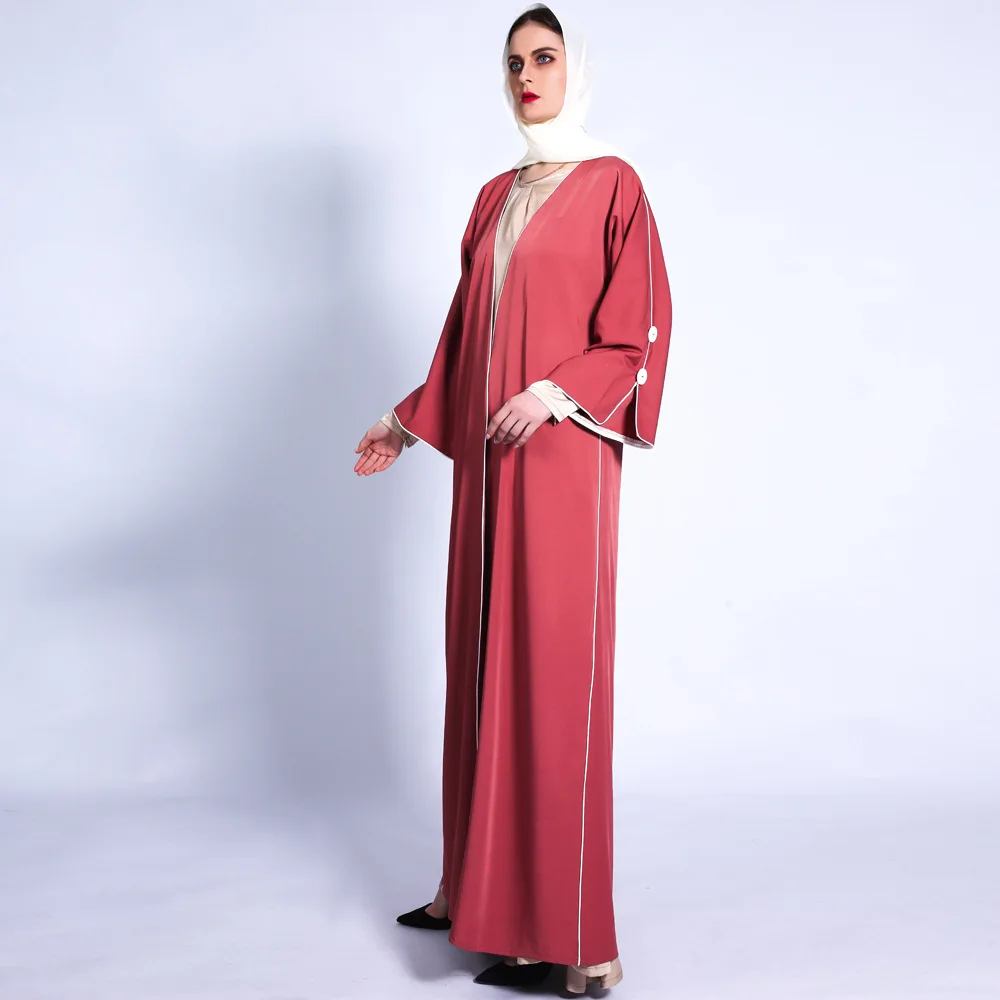 Robe Femme Musulmane Outside Cardigan Muslim Women\'s Dress Solid Color Loose Waist Cardigan Abaya Kimono