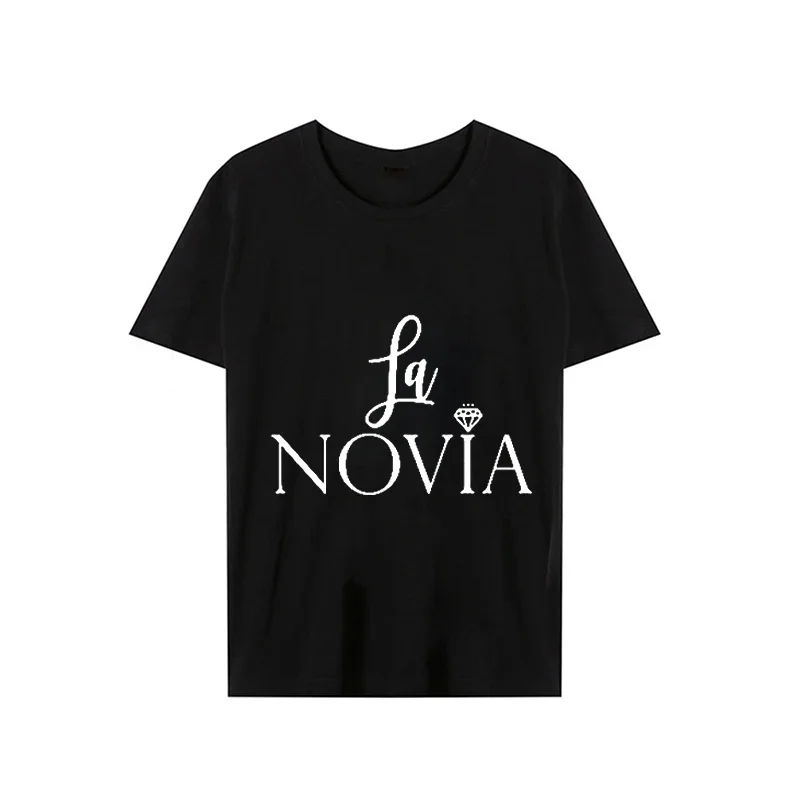 2023 Camisas para as Mulheres La Novia Espanha Inscriptions Equipe Noiva Femme Casamento Chuveiro T-Shirt Menina Bachelorette Hen Party T Shirts