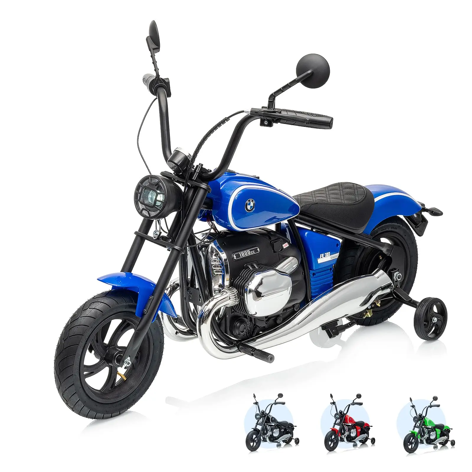 24V Kids Electric Motorcycle 200W Brushless Dirt Bike, 14MPH, 12 Mile Range, LED Lights, Bluetooth, Training Wheels, Age 5-14