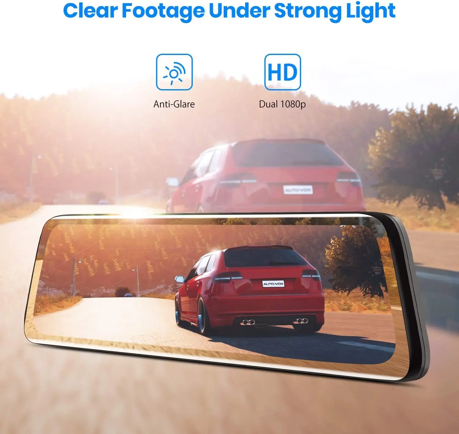 AUTO-VOX V5PRO 1080P 9.35'' OEM Rear View Mirror Camera, Full Laminated Ultrathin Touch Screen Mirror Dash Cam Front And Rear Wi