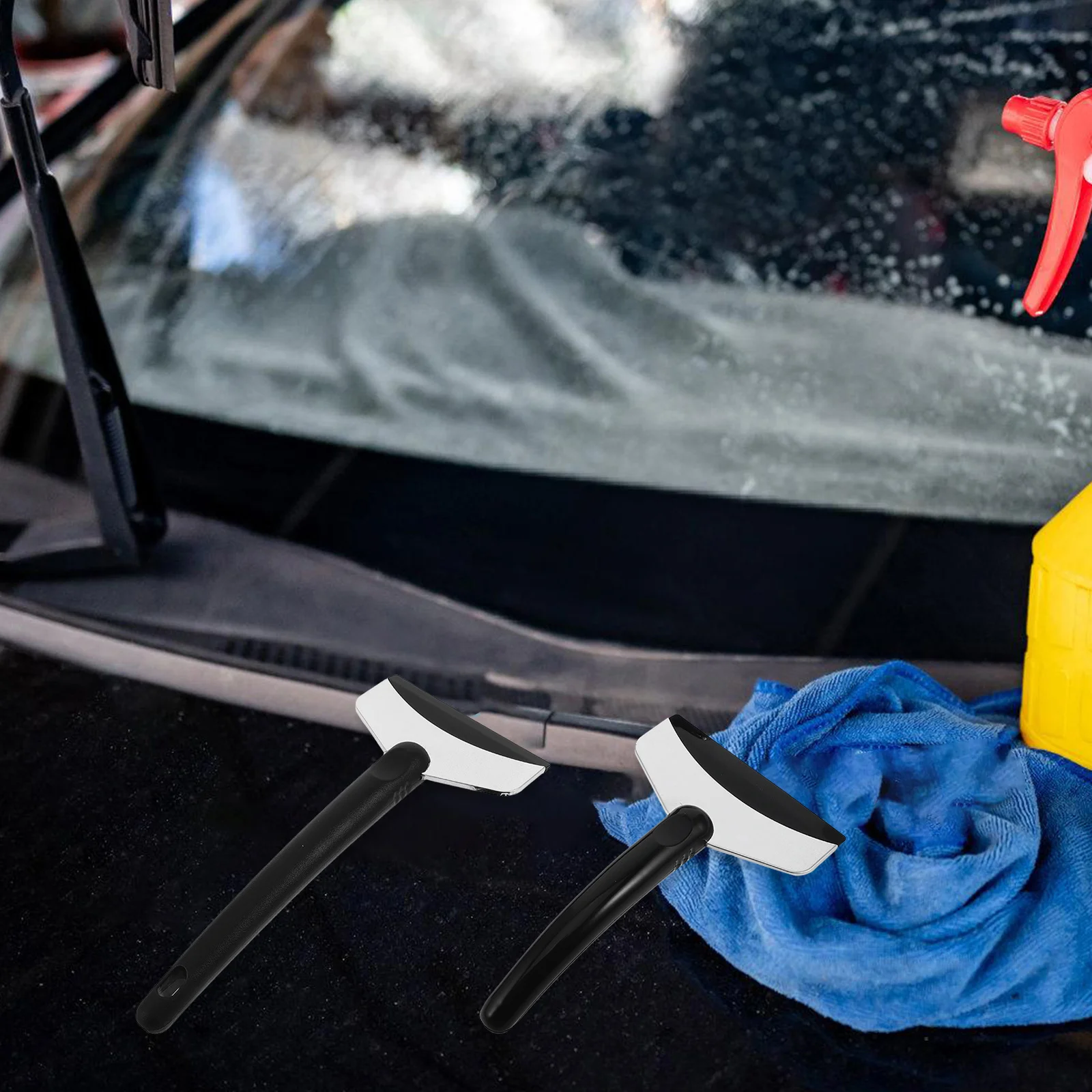 

2pcs Car Scraper Long Handle Ice Remover Tool For Windshield Windows Snow Removal Vehicle Winter Accessories Portable Snow