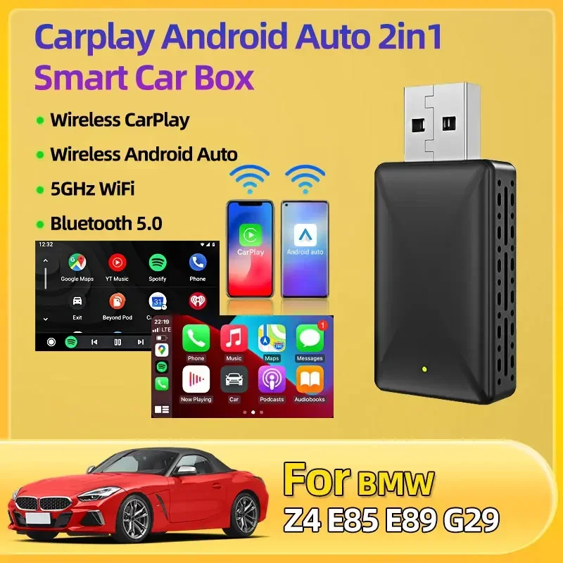 Для BMW Z4 E85 E89 G29 модный с USB-разъемом и адаптером, универсальный новый 2в1, проводный к беспроводному CarPlay Android для OEM автомобильной стереосистемы