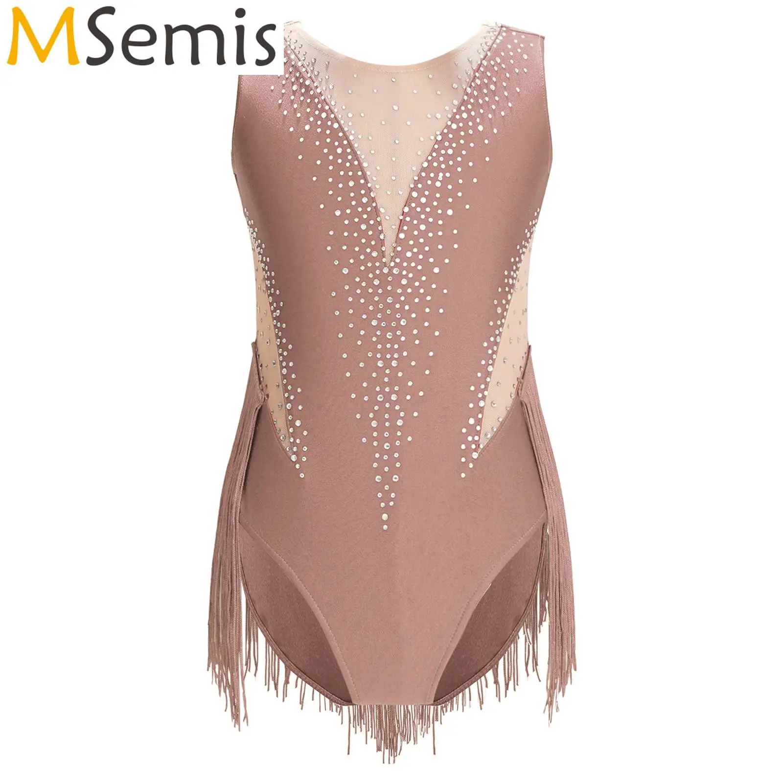 Kids Girls Ballet Jersey SleevelessSkirt Sheer Bodysuit Artistic Gymnastics Figure Skating Ballet Dance Body Performance Costume