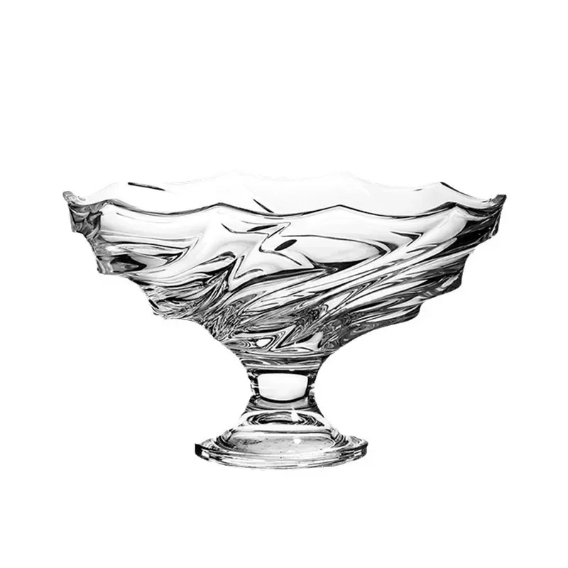 

Large crystal glass small fruit plate, small fruit bucket.