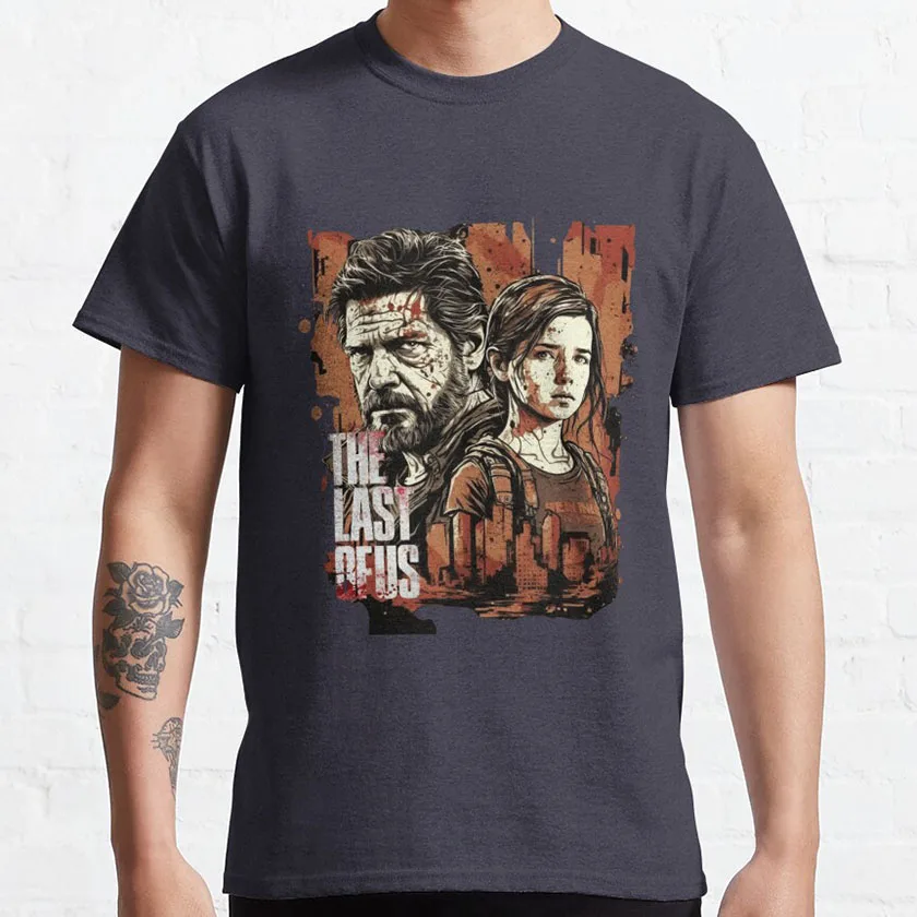 Retro The Last Of Us The Road to Survival horror video game graphic t shirts for men 100% cotton plus size clothes tops