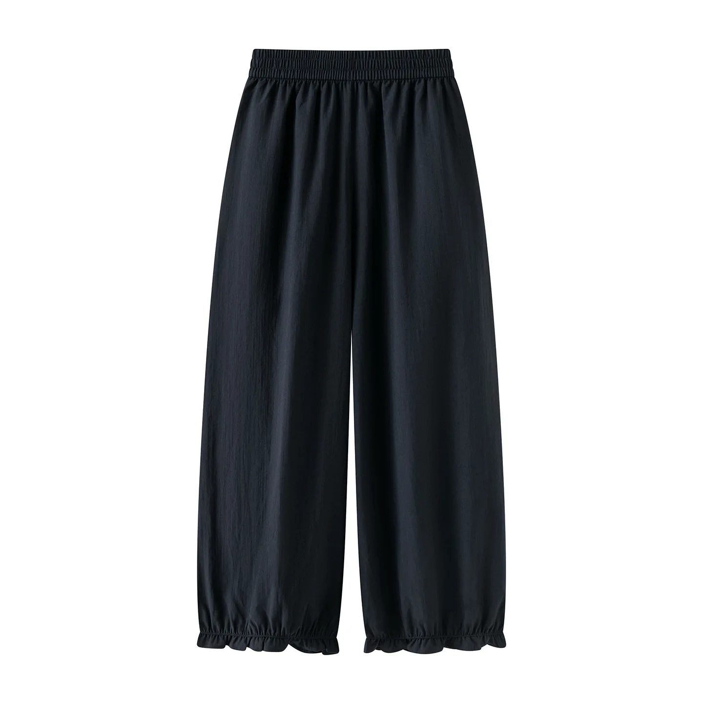 Maxdutti Dark Navy Wide-leg Pants 2026 Summer New Korean Style Flattering Nine-inch Blossom Pants